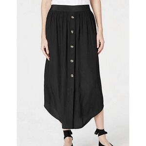 J.Jill Black Midi Skirt Button Front Petite Size S